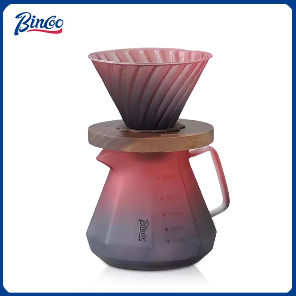 BINCOO 400ml/600ml Pour Over Coffee Dripper Filter Glass Sharing Pot Funnel Drip Coffee Maker Hand Brew Cup with Filter Paper